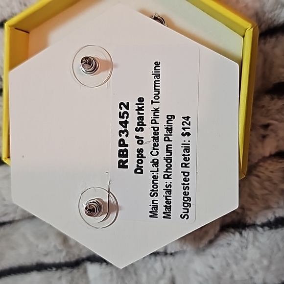 Nwt bomb party pink tourmaline earrings. Drops of sparkle. - Picture 2 of 2